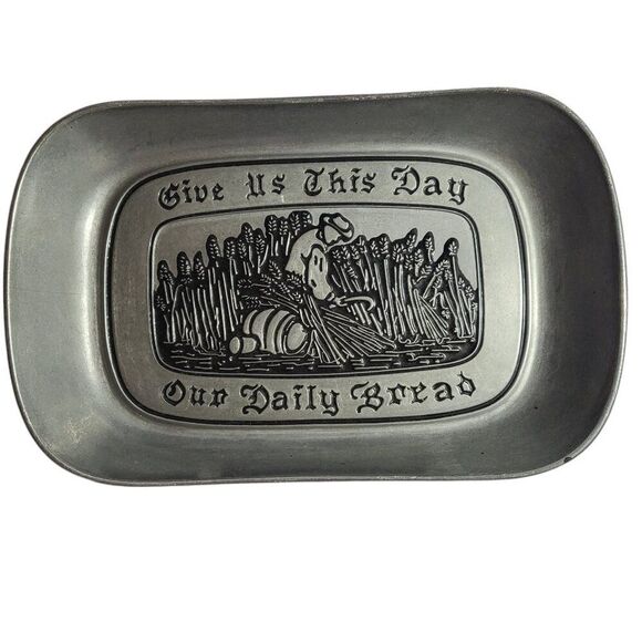 Vintage Country Ware Wilton Armetale "Give Us This Day Our Daily Bread" Plate - Picture 1 of 6